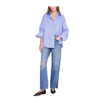 Anine Bing Overhemden, Dames, Blauw, S, Katoen, Essie Shirt