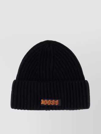 Baracuta logo patch beanie hat with folded cuff