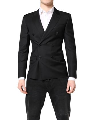 Dolce & Gabbana Black MARTINI Double Breasted Coat Mens Blazer