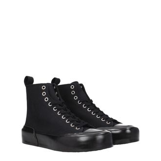 Jil Sander Womens Black Fabric High Top Sneakers