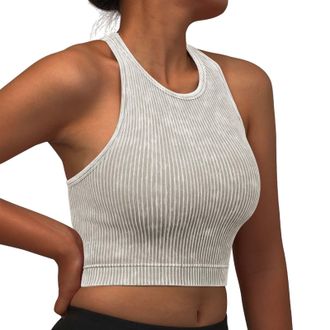 Generic Light Support Sports Bras for Women Padded Up Yoga Bras Workout Crop Tops Bralettes Long Line Sports Bra for Women (Grey, M)