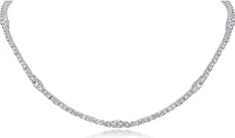 Kenneth Jay Lane Graduated Cubic Zirconia Tennis Necklace in Rhodium Plated at Nordstrom