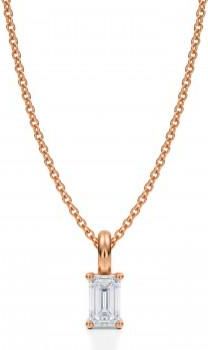 Allurez Emerald Lab Diamond 4-Prong Necklace 14K Rose Gold (0.33ct)