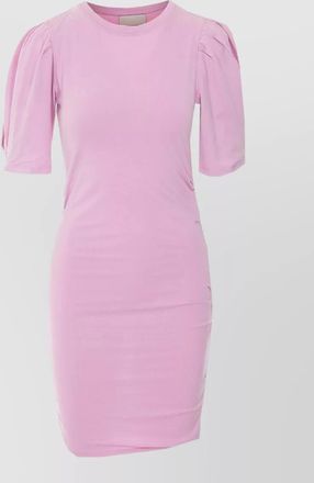 Isabel Marant ruched dress puff sleeves crew neck