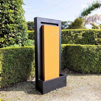 PRIMROSE Almeida Column Water Wall Zinc Water Feature With Lights 120cm in Black