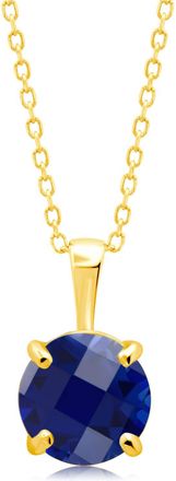 MAX + STONE 14k Yellow or White Gold 8mm Gemstone Round Pendant Necklace with 18 Inch Chain