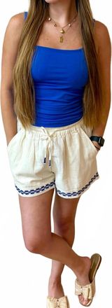 En Crème Caroline Tie Front Embroidered Shorts In Multi