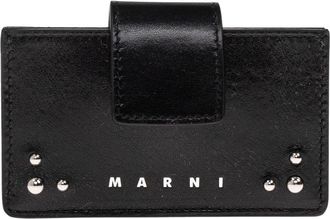 Marni Kaarthouder met logo - Dames - Portefeuilles - Zwart - ONE Size - Leer - Accessoires