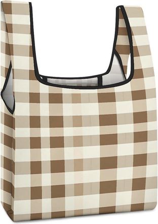 Generic Traditional Plaid Shopping Bag Reusable Grocery Tote Bag Foldable Handbag for Travel Picnic