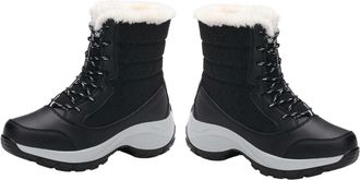 Yarnow WomenS Lace-Up Winter Snow Boots Faux Lining, Platform Mid-Calf Warm Snow Booties for Outdoor Cold Weather, Black Size 39