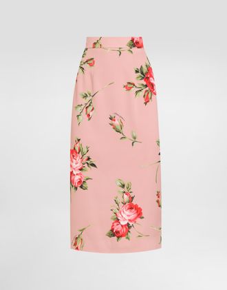 Dolce & Gabbana Rose Bouquet-print Straight Skirt - Woman Skirts Multicolor 36