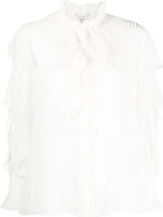 Shiatzy Chen see-through silk shirt - women - Mulberry Silk - 42 - White
