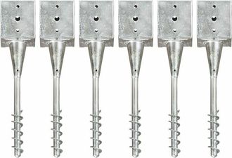 vidaXL Vidaxl - Picas De Tierra 6 Uds Acero Galvanizado Plateado 12x12x56 Cm