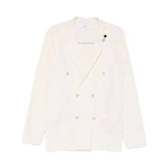 Lardini Blazers, male, White, Size: XL Giacca doppiopetto sei bottoni con spilla