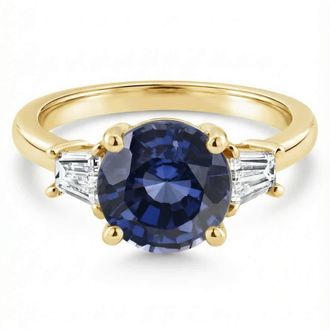 Pompeii3 4 3/4Ct Blue Sapphire & Diamond Engagement Anniversary Ring Gold Lab Grown
