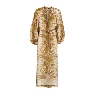 Zimmermann Kleedjes, Dames, Bruin, S, Linnen, Ascension Midi Jurk