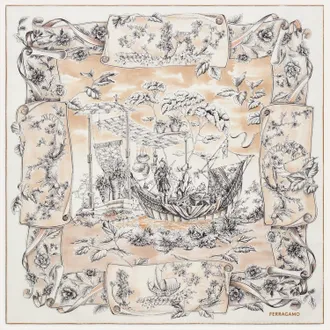 Ferragamo Bufanda De Seda Con Estampado Voyage