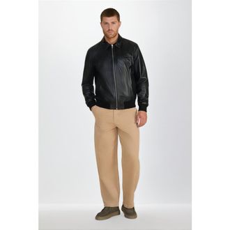 FURNIQ Mason Leather Bomber Jacket in Black at Nordstrom, Size Xxx-Large