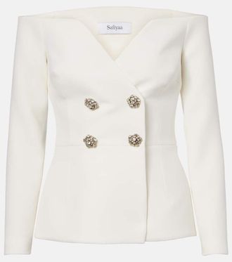 SAFiYAA Bridal Kamile off-shoulder crêpe jacket