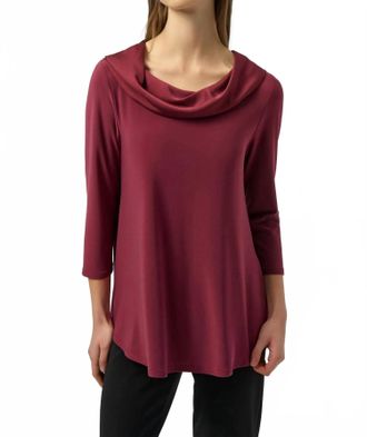 Joseph Ribkoff Cowl Neck Flared Top In Merlot