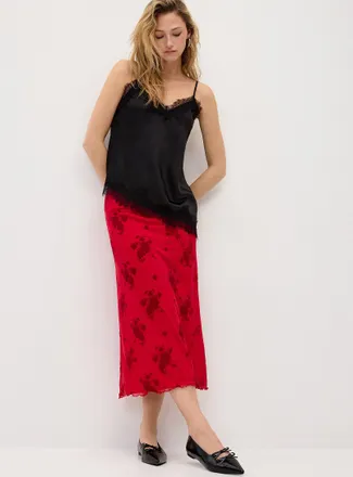 Twik Womens Patterned mesh maxi skirt