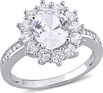 Mimi & Max 4ct TGW Created White Sapphire Diamond Accent Ring Sterling Silver