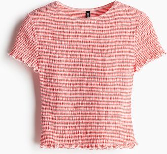 H&M Gesmoktes T-Shirt - Red