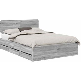 vidaXL Bed Frame with Drawer Grey Sonoma 140 x 190 cm Engineer Wood vidaXL