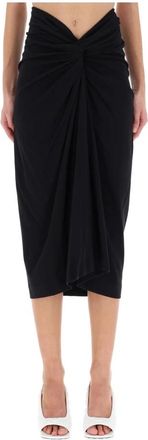 Dries Van Noten Herchive Twisted Midi Rok - Dames - Midirokken - Zwart - S - Katoen - Rokken