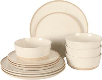 Gibson Home Humphrey Lane 12-Piece Reactive Glaze Stoneware Dinnerware Set in White at Nordstrom