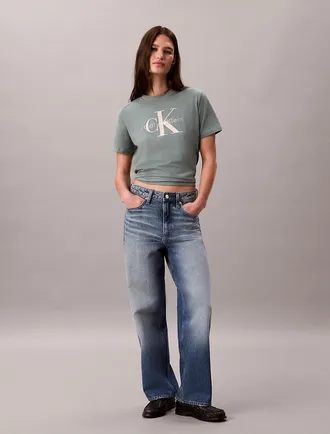 Calvin Klein Jeans Calvin Klein Womens Rhinestone Monologo Classic Tee - Green - XL