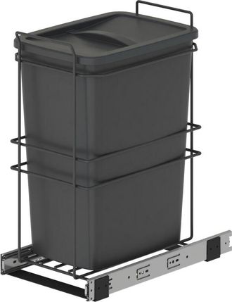 Emuca Contenedor De Reciclaje Para Fijaci&oacute;n Inferior Y Extracci&oacute;n Manual En Mueble De Cocina Recycle 35litros, Pl&aacute;stico Gris Antracita - Emuca