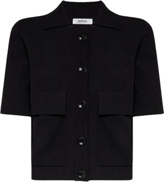 Alpha Studio Dames Overhemd Korte Mouw - Dames - Overhemden - Zwart - L - Overhemden