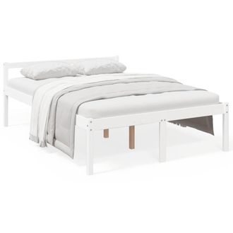 Berkfield Home Bed Frame White 135x190 cm Double Solid Wood Pine