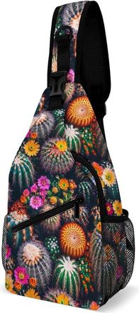 Generic Cacti Flowers Mens Shoulder Bags Sling Crossbody Backpack Travel Hiking Chest Bag with Small Side 38x20cm