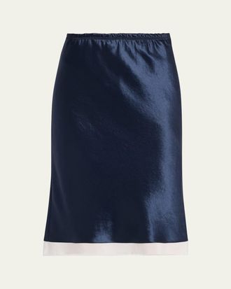Maria McManus Ribbon-Trim Bias Satin Midi Skirt