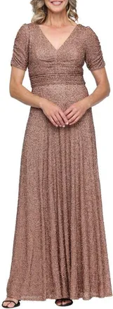 Alex Evenings Sequin Empire Waist Gown in Caramel at Nordstrom, Size 18