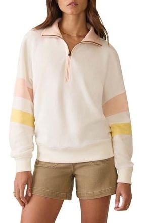 Faherty Beach Quarter Zip Fleece Pullover in Egret Multi at Nordstrom Rack, Size X-Small