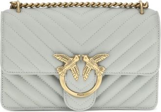 Pinko Love chevron bird-ring leather shoulder bag - women - Sheepskin/Polyamide/Polyurethane - OS - Grey
