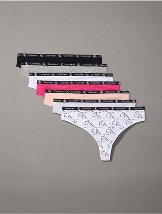 Calvin Klein Womens Calvin Klein 1996 Cotton Stretch 7-Pack Modern Thong - Multi - XS
