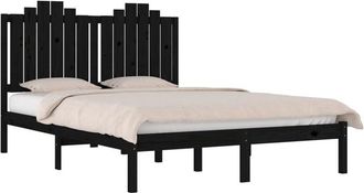 vidaXL Vidaxl - 3103762 Bed Frame without Mattress Black Solid Wood 140x190 cm (810001+818474)