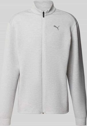Puma Sweatjacke mit Stehkragen und Logo in Hellgrau Melange, Gr&ouml;&szlig;e XXL