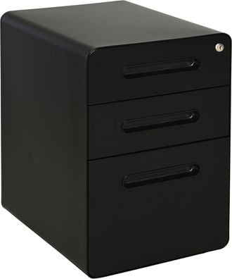 Carter's Vinsetto Steel 3-Drawer Curved Filing Cabinet Mobile File Cabinet W/ Lock Black - CARTER | TJ Hughes