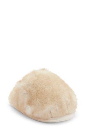 Steve Madden Poof Faux Fur Slipper in Natural at Nordstrom Rack, Size 10