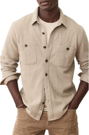 Marine Layer Pacifica Herringbone Stretch Twill Overshirt in Taupe Herringbone at Nordstrom, Size Small