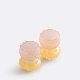 La Redoute Interieurs Set van 2 tweekleurige glazen kandelaars, hoogte 8 cm, Solia
