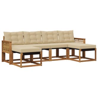 vidaXL Conjunto De Sof&aacute;s De Exterior Con Coj&iacute;n 6 Pcs Natural Y Beige Vidaxl