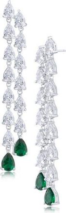 Kenneth Jay Lane Pear Cut Cubic Zirconia Linear Drop Earrings in Green/Silver at Nordstrom Rack