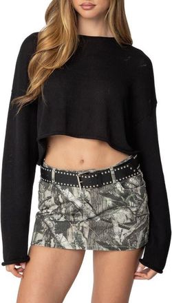 Edikted Shyrah Oversize Knit Crop Top in Black at Nordstrom, Size X-Small