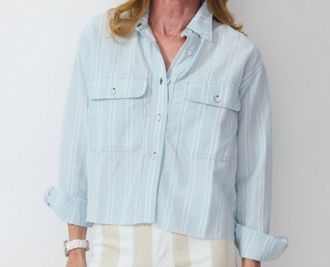 ASKK NY Crosby Stripe Top In Blue